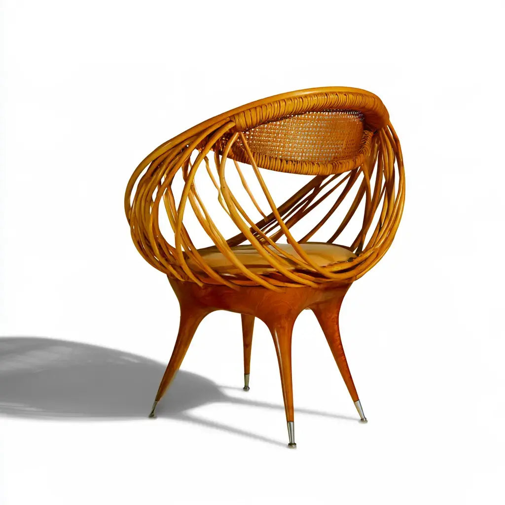 Sillón envolvente con estructura entrelazada - marrón