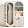 Aparador con puerta ovalada y nichos abiertos - beige