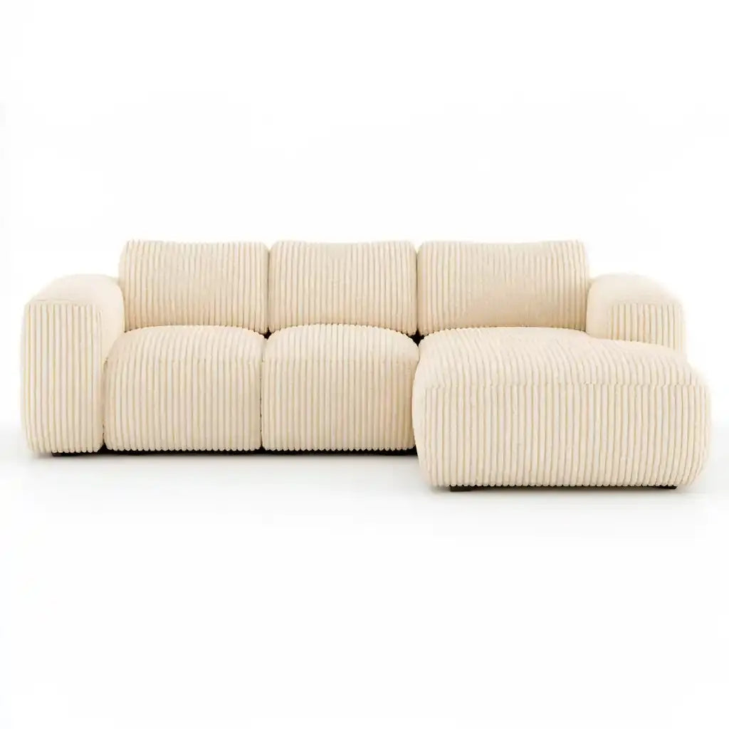 Sofá con asiento alargado y módulos acolchados - beige