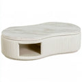 Mesa de centro con forma ovalada y abertura lateral - beige