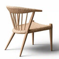 Silla con respaldo de varillas y asiento trenzado - beige