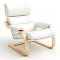 Mecedora con cojines segmentados y base clara - blanco/beige