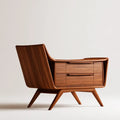 Sillón con estructura angular y cajones laterales - marrón
