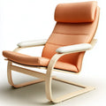 Mecedora con respaldo segmentado y estructura clara - naranja/beige