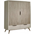 Armario con puertas veteadas y cajones bajos - beige