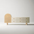 Aparador con puerta arqueada y cajones laterales - beige/gris