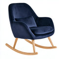 Mecedora con asiento envolvente y base clara - azul/beige