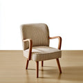 Sillón con tapizado de rayas y brazos abiertos - marrón/beige